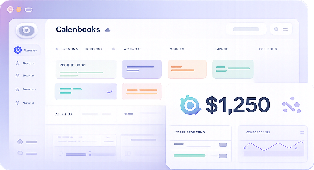 Calenbook AI dashboard en laptop, tablet y movil